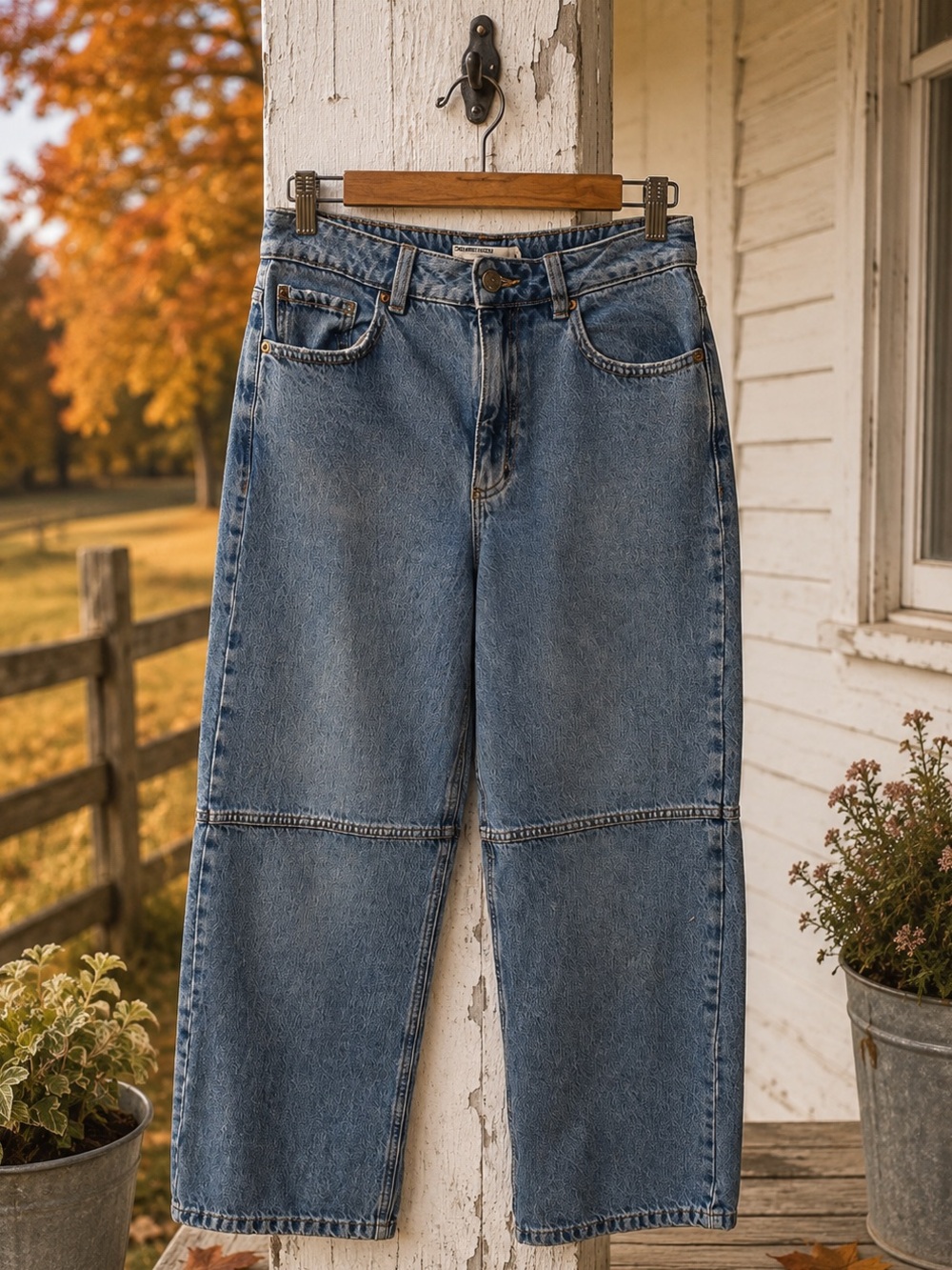 Garage Denim Street Wide Leg Jeans 07 28 Blue Baggy Y2K Seamed